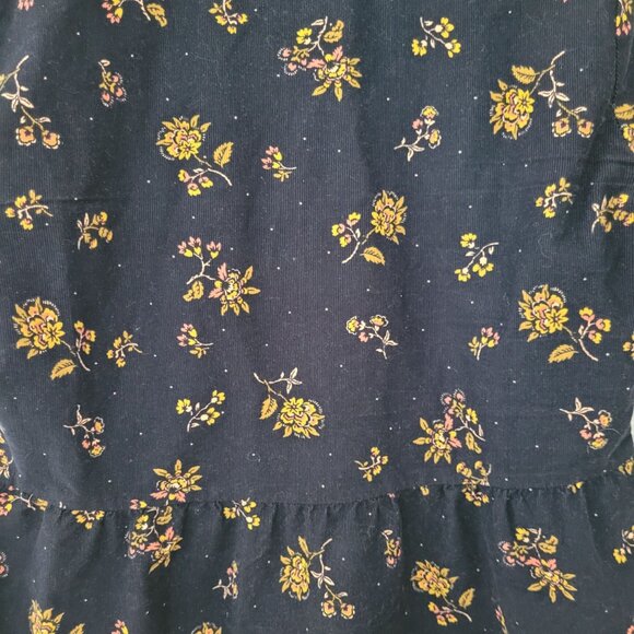 Madewell Corduroy Acorn Foulard Top Size XS Black Floral Short Sleeve AD674 - Picture 6 of 7
